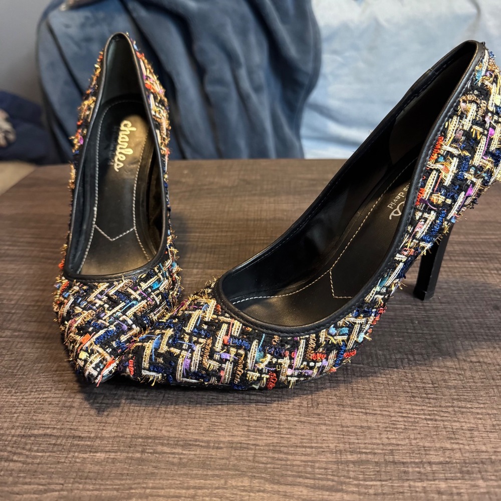 Charles by Charles David Tweed Pointed Toe Pumps Multicolor Heels Sz 7M - Picture 10 of 10